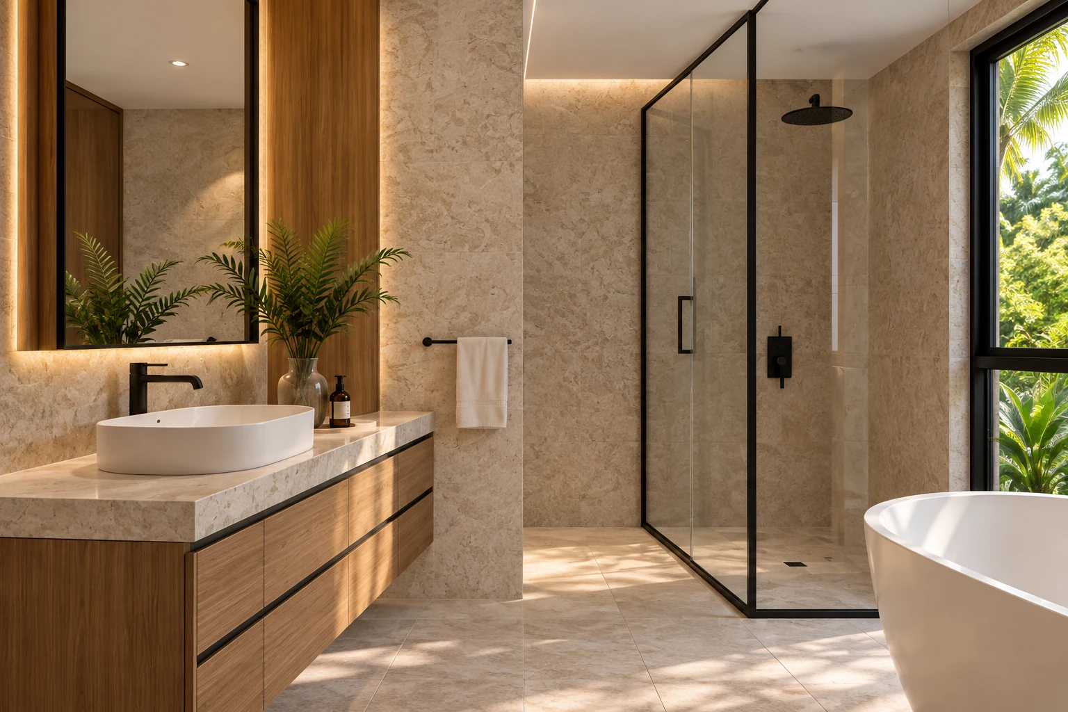 Illustrative bathroom interior, not a completed Y Plus C project