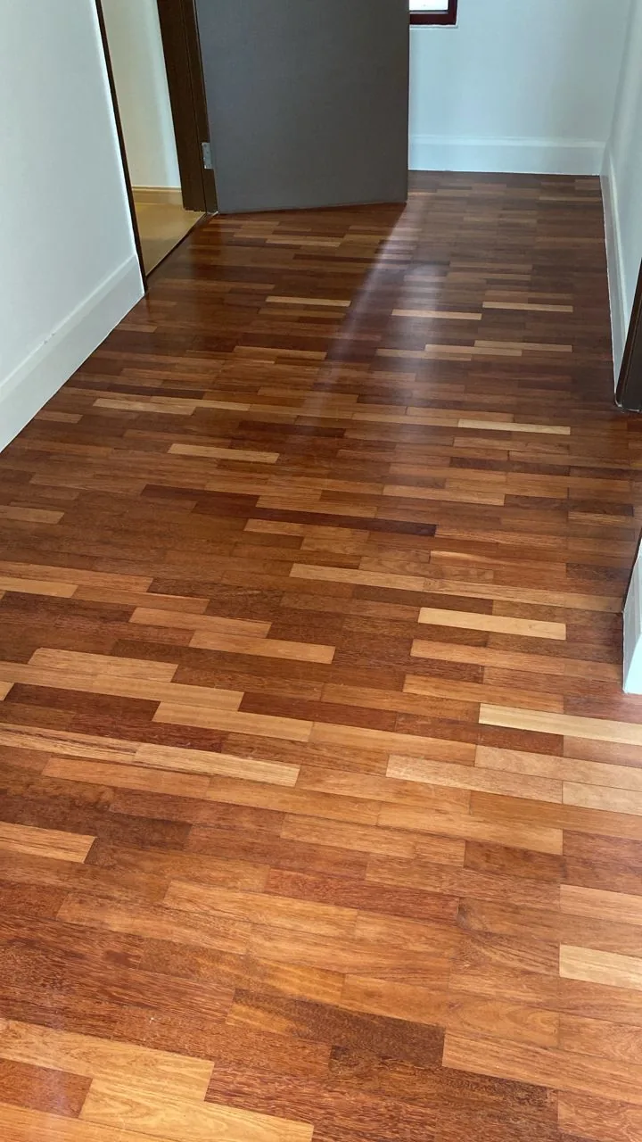 Polished parquet hallway